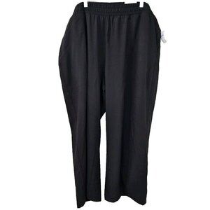 Old Navy Pants Womens XXL Black High Waist Wide Leg Stretch Quick Dry Front Slit